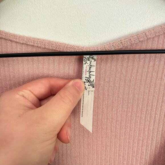 Free People Intimately Ribbed Long Sleeve Bodysuit Pink Size L - Picture 7 of 7